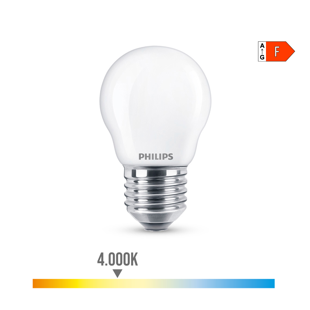 BOMBILLA ESFERICA LED E27 4,3 w 470 lm 4000 k LUZ DIA Ø4,5 x 7,8 cm