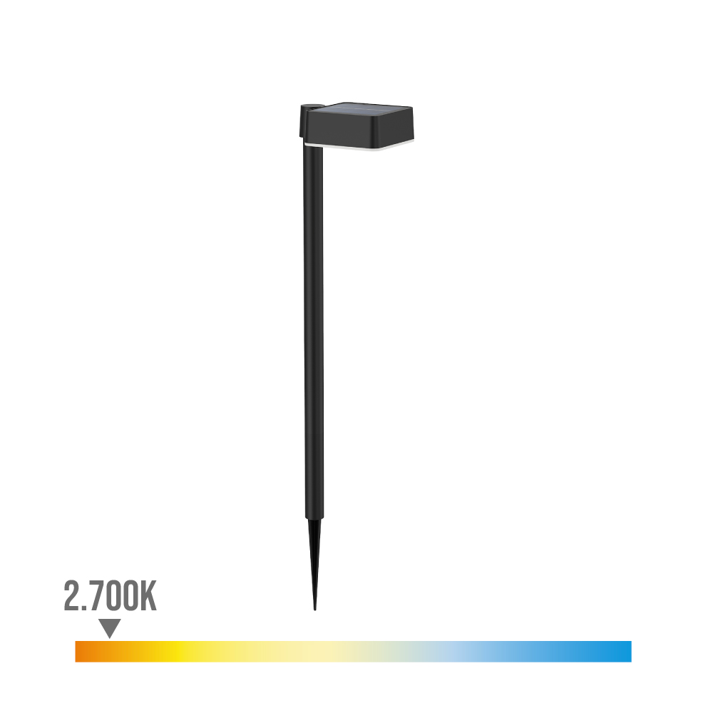 ESTACA SOLAR CUADRADO, IP 44 1,5W, 200Im 2700K, LUZ CÁLIDA, MEDIDAS: 10,5 x 13,5 x 54cm