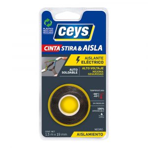 CINTA AISLANTE ELÉCTRICA VULCANIZABLE PROFESIONAL STIRA & AISLA NEGRA 19 mm x 1,5 m