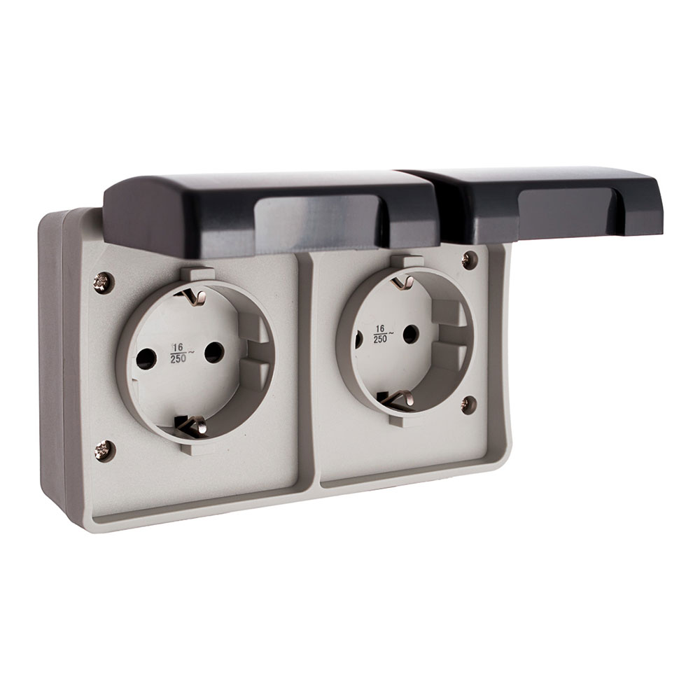 BASE FIJA ESTANCA DOBLE T/TL 16 A 250 V IP44